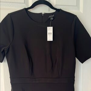 Ann Taylor black ponte flounce hem dress